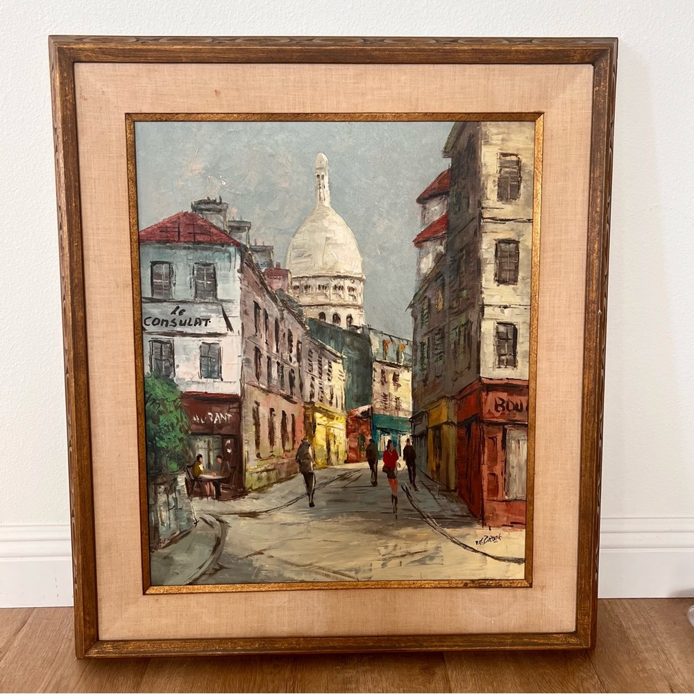 Van Den Broek (1916-?) Original Oil Painting, Paris Street, Wood‎ Frame, 28”x32”